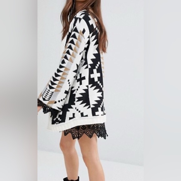 Free People Jen's Pirate Booty La Croix Cardigan Tribal Print Bell Sleeve M/L - Picture 4 of 15